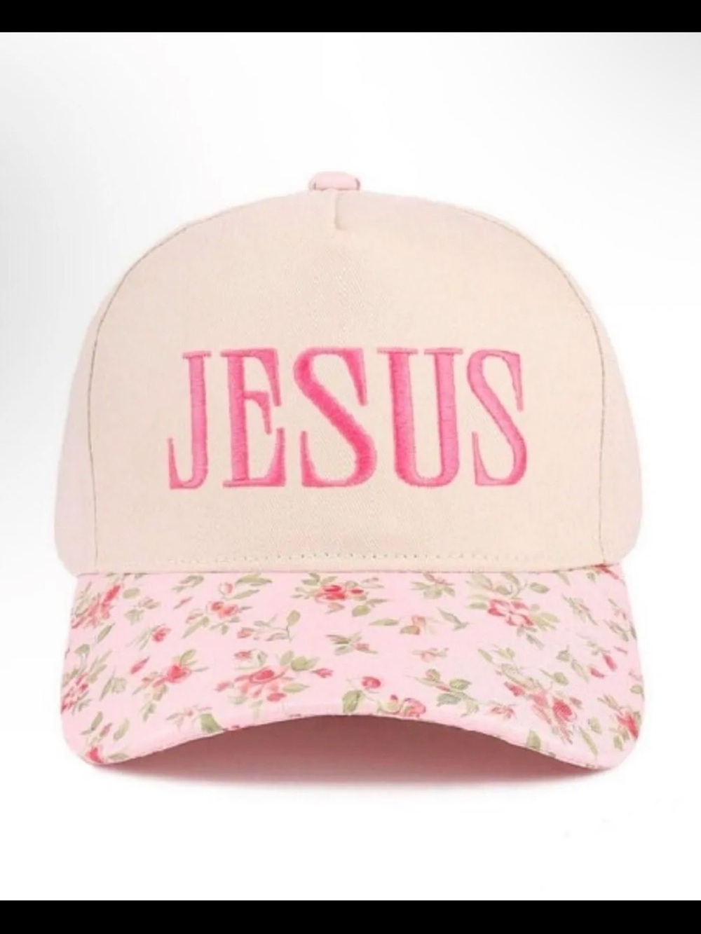 Floral Pink "JESUS" Baseball Cap